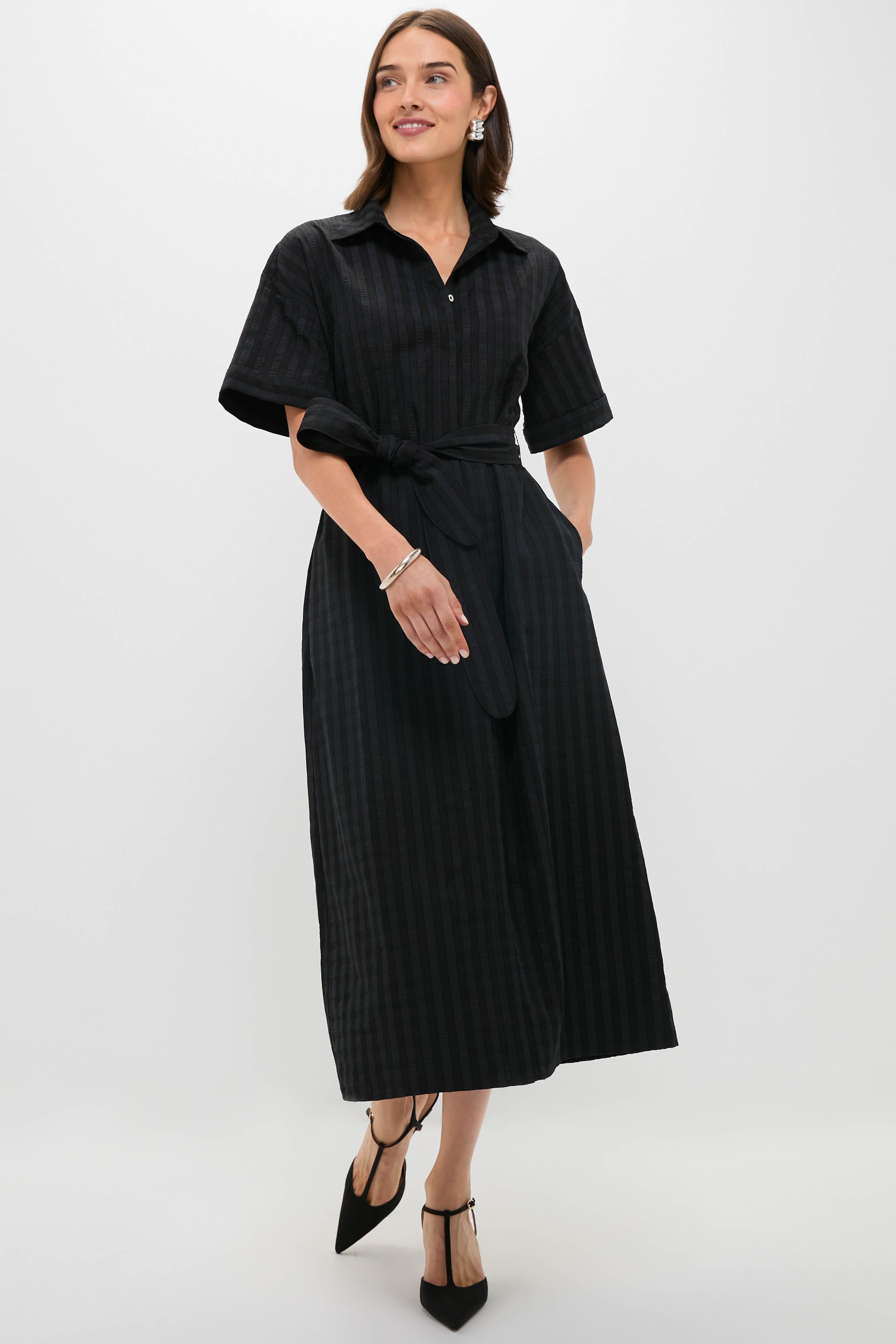 Black Windowpane Seersucker Zacara Dress | Pomander Place