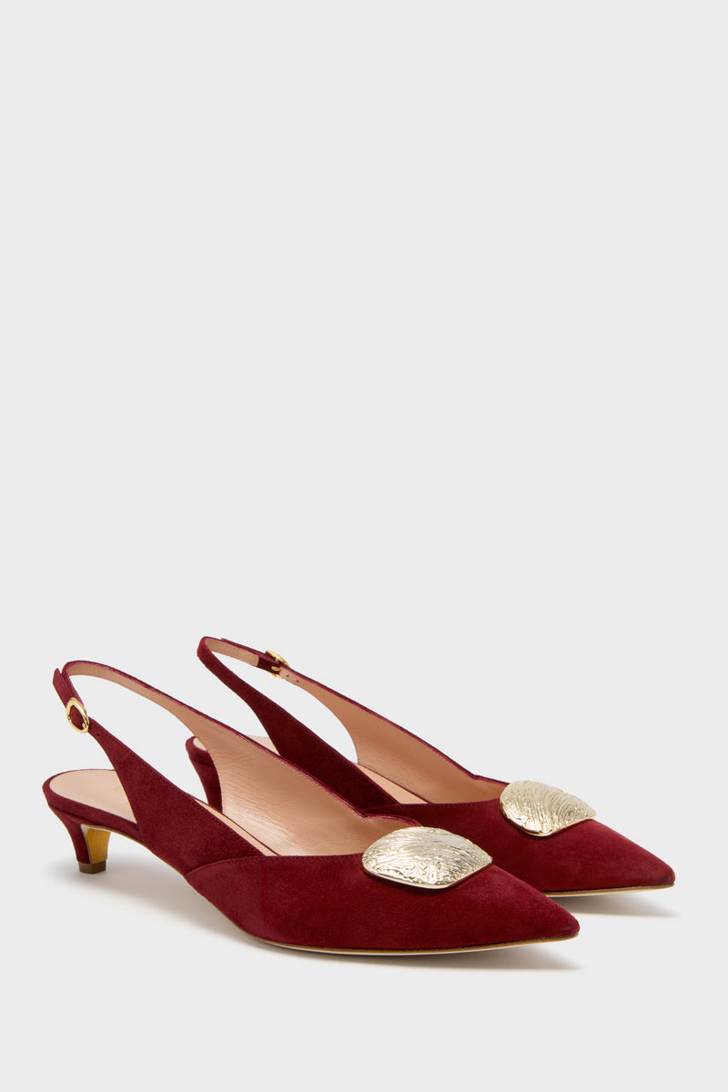 Merlot with Gold Mistly Slingback Heels