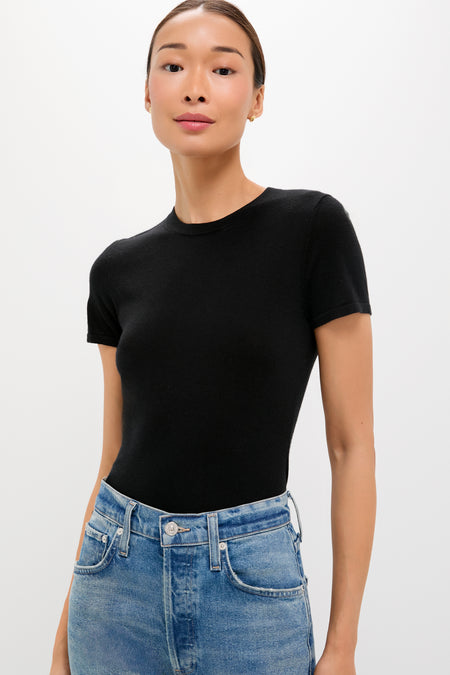 Black Cashmere Silk Blend Katie Tee
