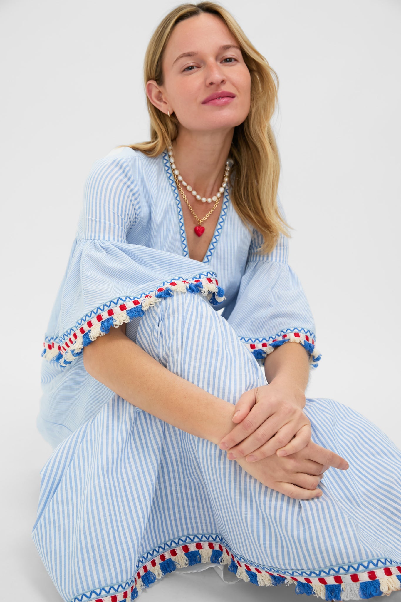 Chambray Stripe Fringe Ginger Dress Chambray Stripe Fringe Ginger Dress