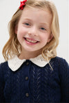 Girls Long-Sleeve Cotton Pointelle Collared Cardigan