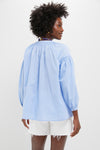 Chambray Band Collar Ashton Popover Top