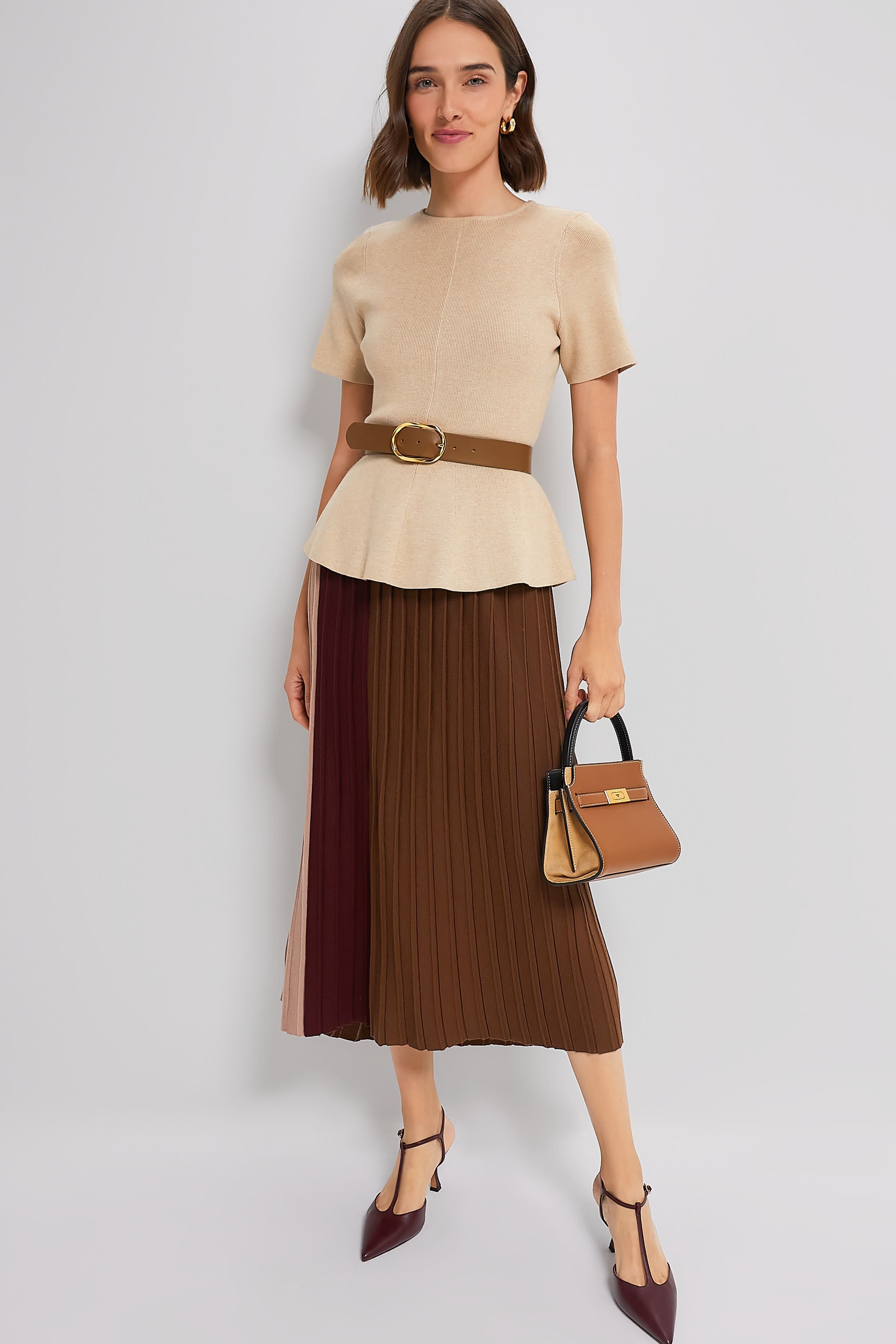 Tiger's Eye Lee Radziwill Pebbled Petite Double Bag