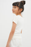 Cream Short Sleeve Seesaw Rib T-Shirt