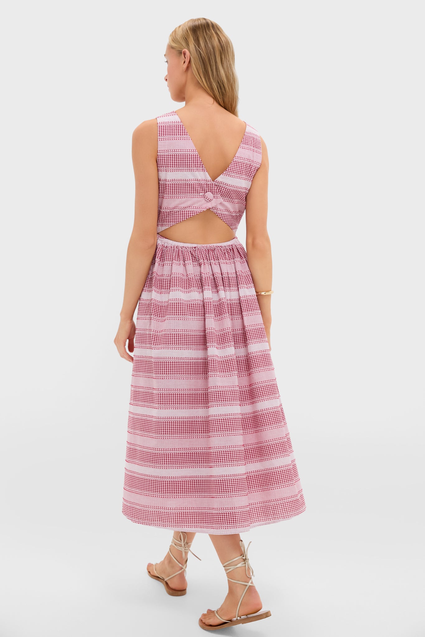 White and Red Stripe Poppy Maxi Dress