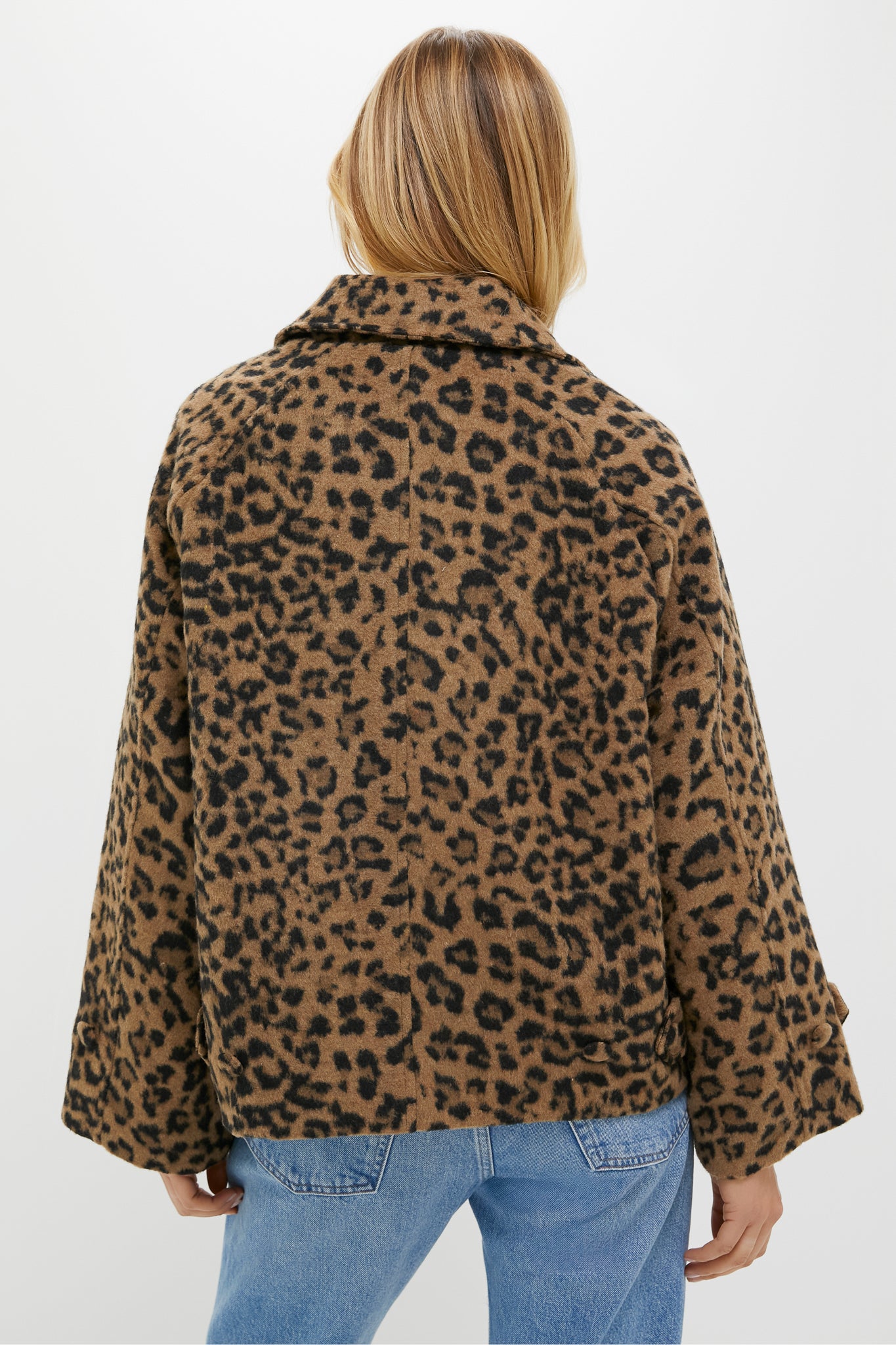 Brushed Wool Leopard Drew Short Trench Coat