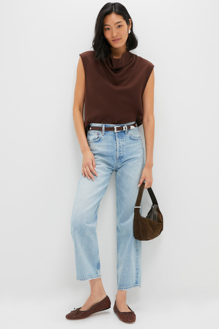 Chocolate Zane Knit Blouse