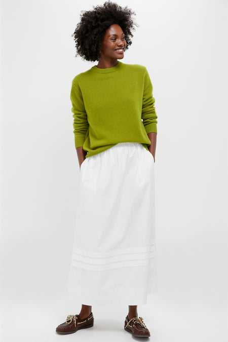 Ivory Pintuck Solstice Midi Skirt