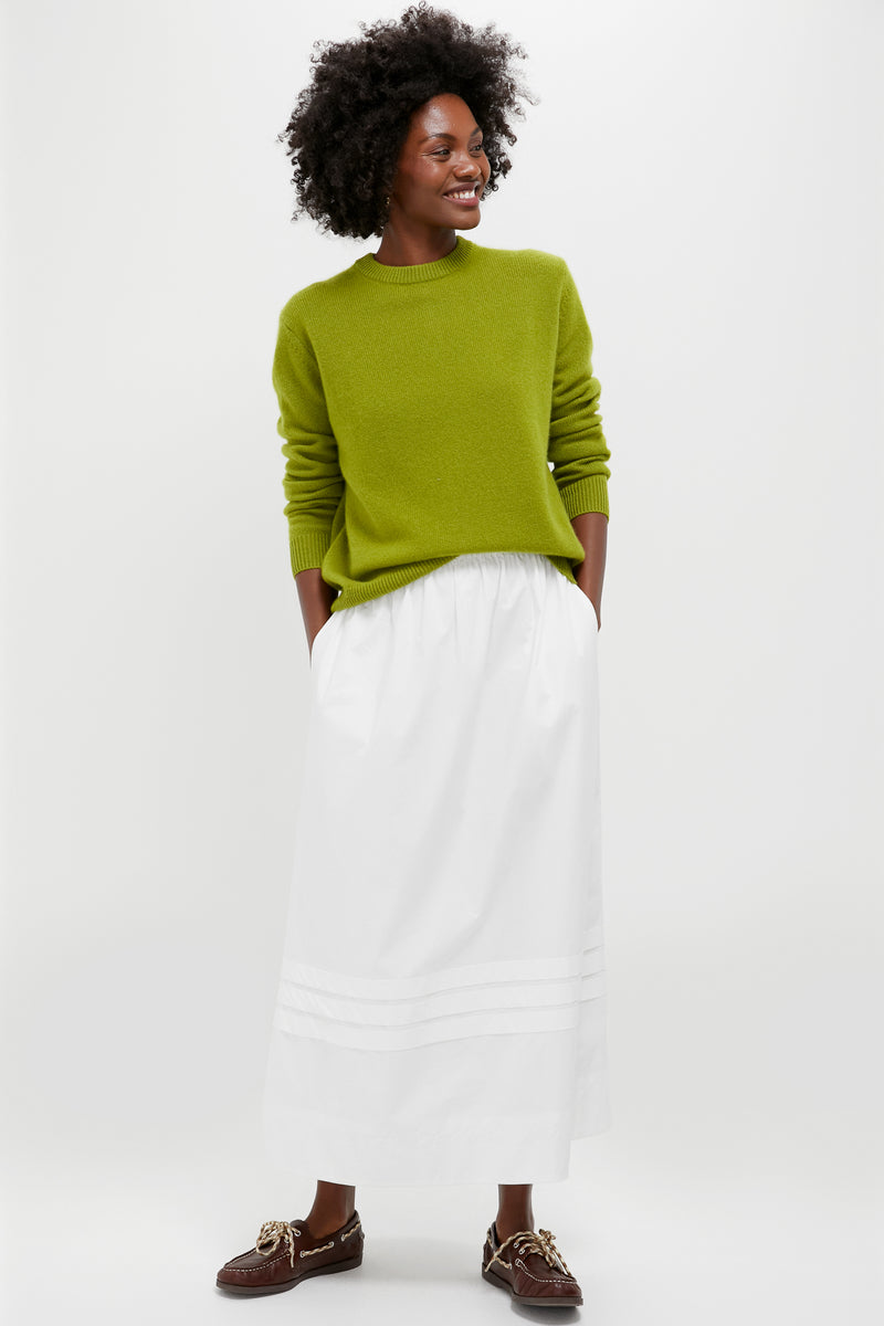 Ivory Pintuck Solstice Midi Skirt