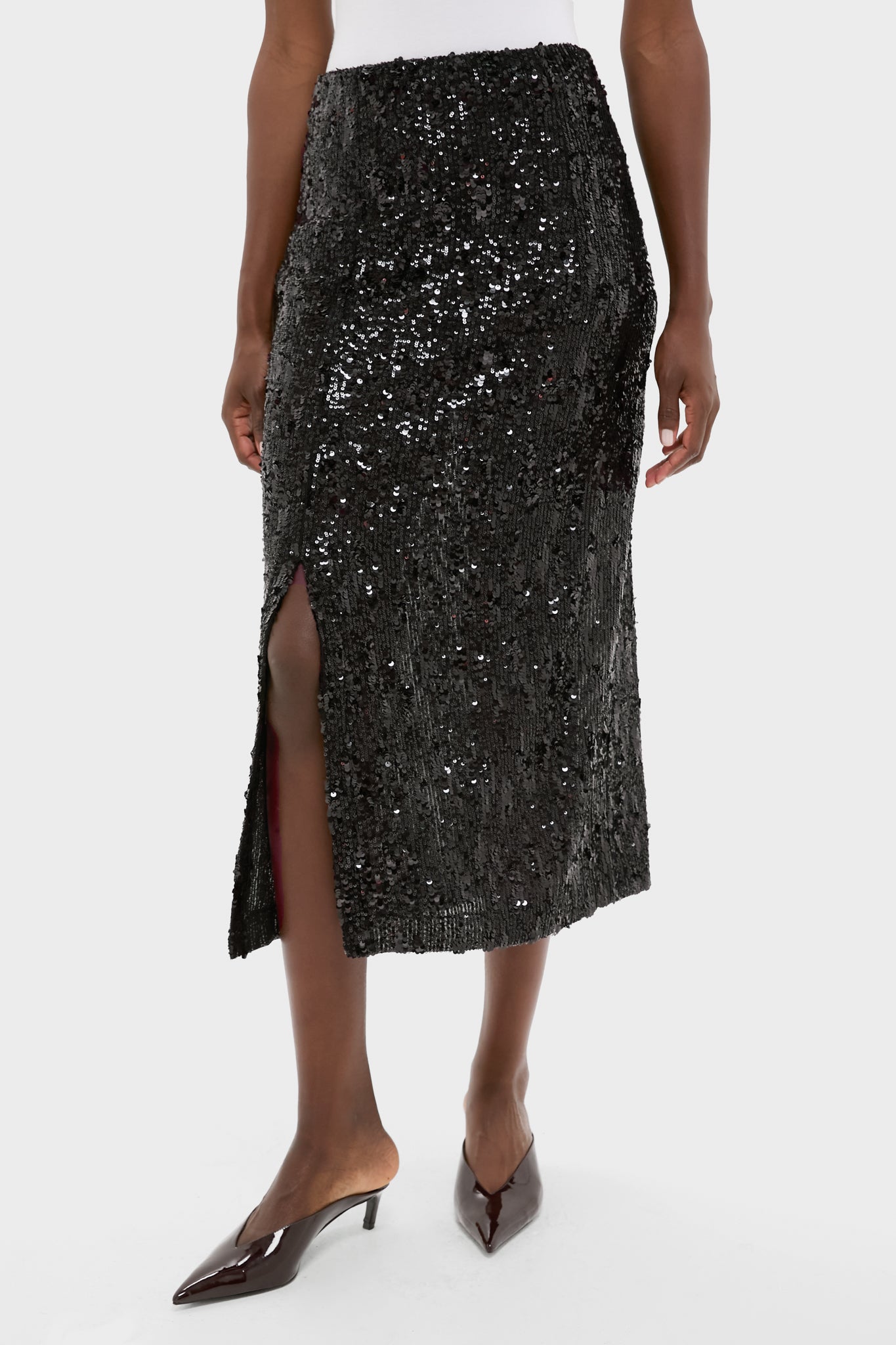 Black Sequin Pencil Skirt