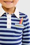 Navy Twin Stripe Parker Polo