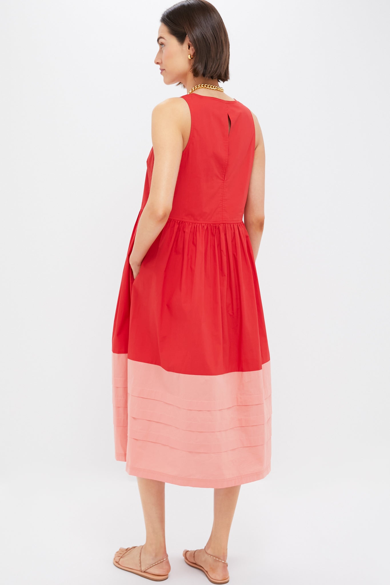 Poppy and Coral Colorblock Cotton Elsie Dress