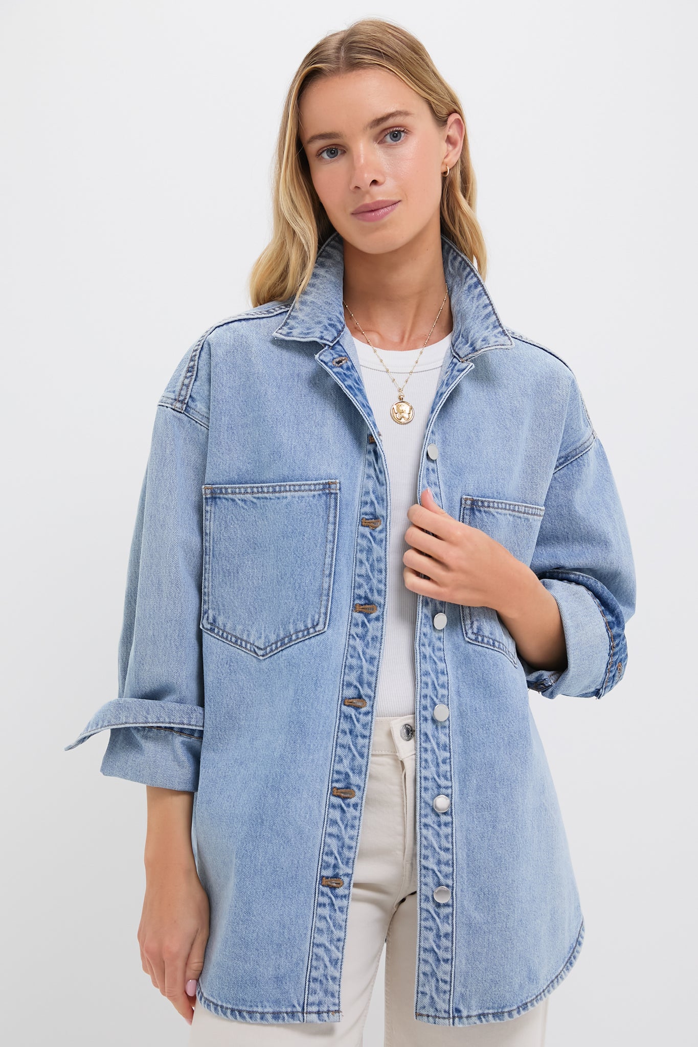 90s Blue Organic Denim Overshirt | Nude Lucy