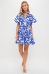 Blue & White Floral Thea Mini Dress