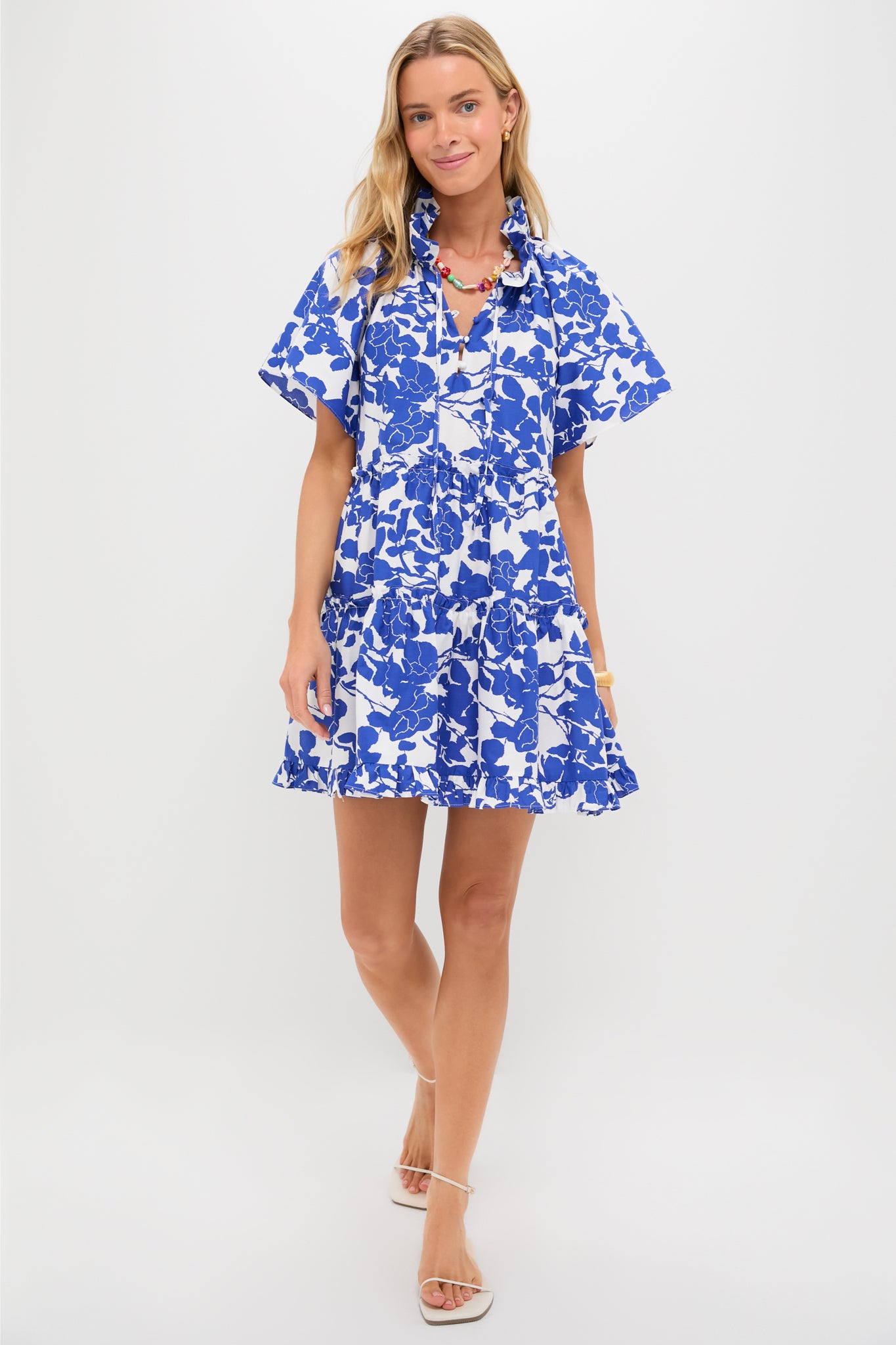 Blue & White Floral Thea Mini Dress
