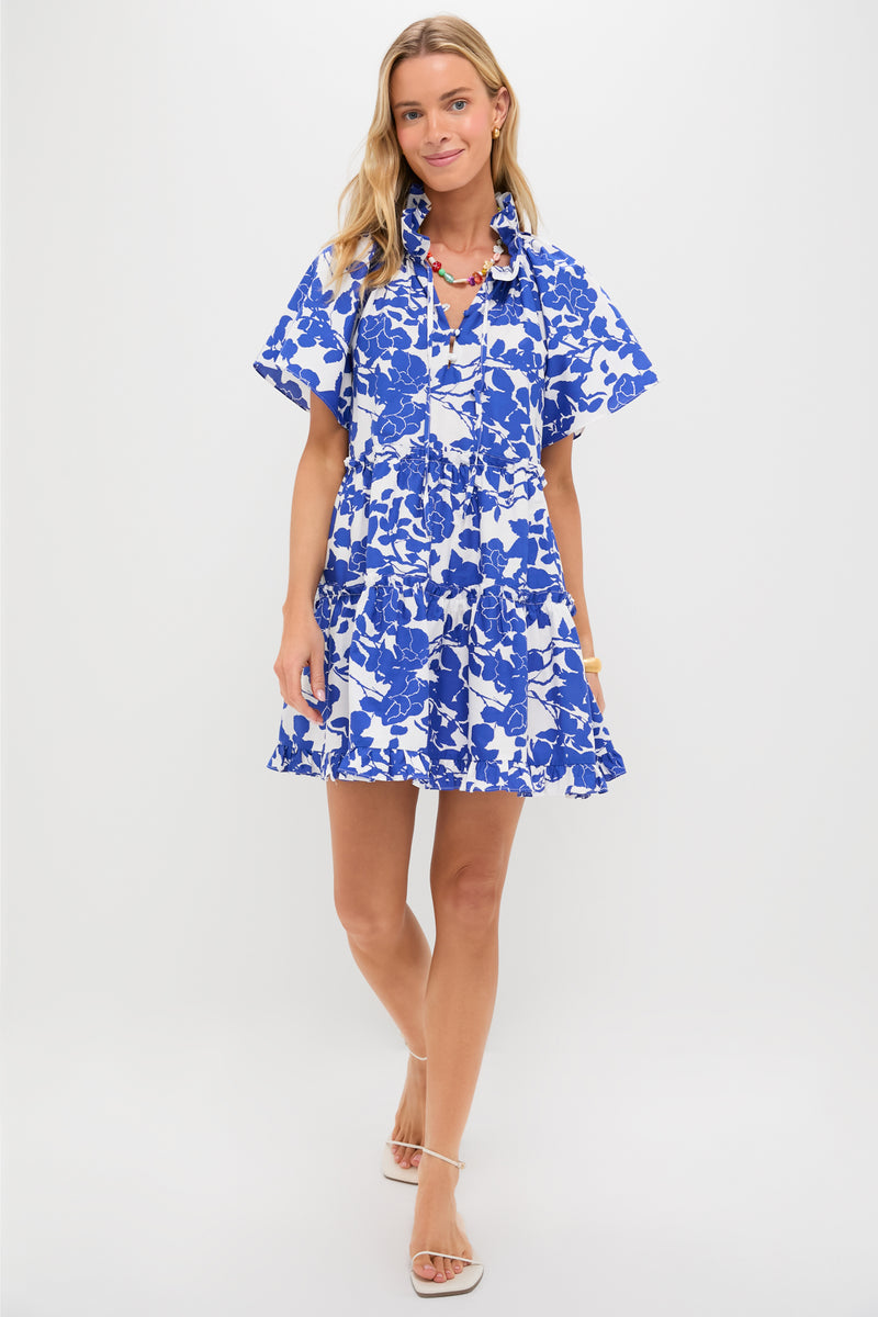 Blue & White Floral Thea Mini Dress
