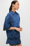Railway Blue Coco Embroidered Denim Shirt