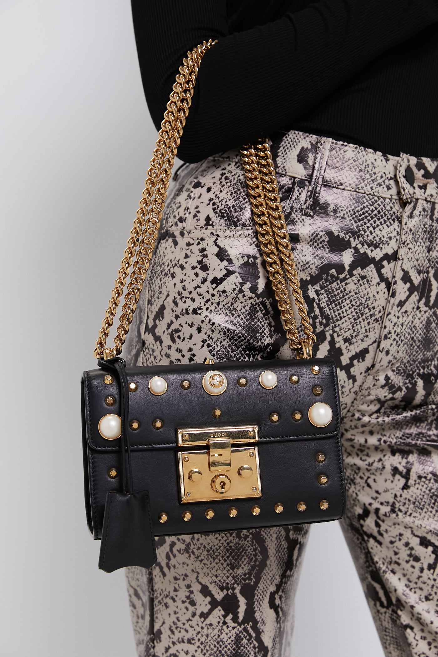 Gucci Black Padlock Chain Shoulder Bag