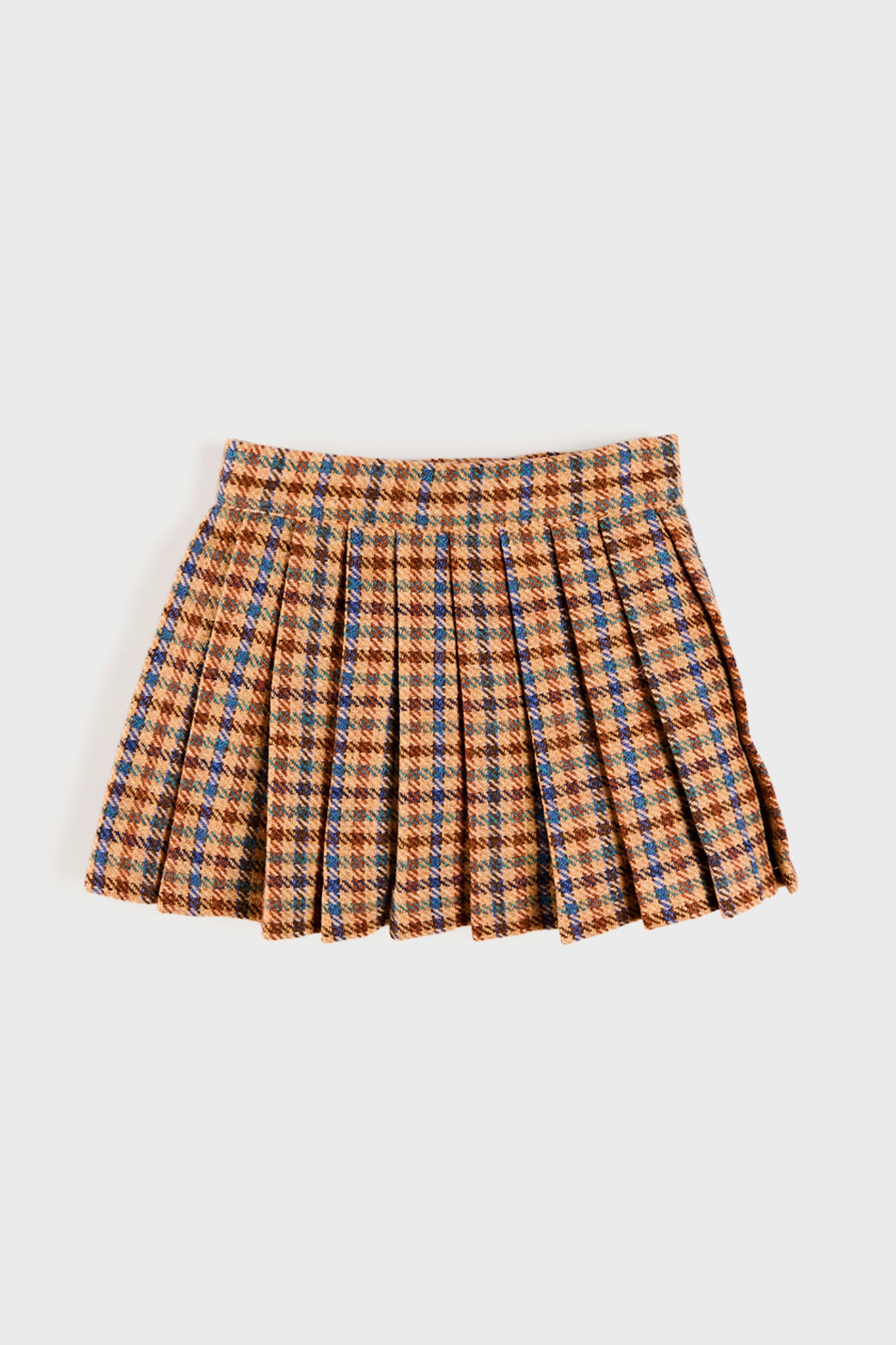Tweed Buckled Kilt in Brown and Blue