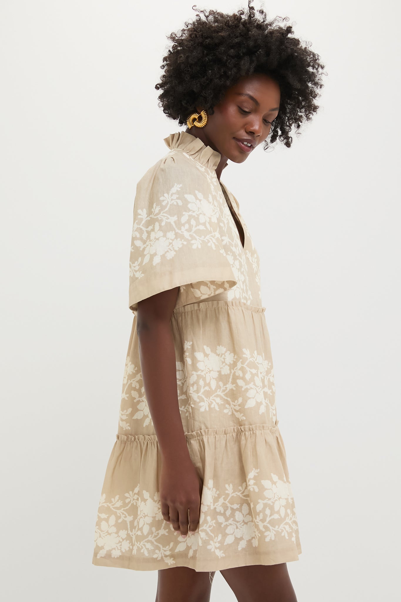 Sand Floral Stripe Crawford Dress