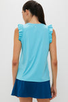 Bright Blue Ruffle Performance Jersey Lea Tank