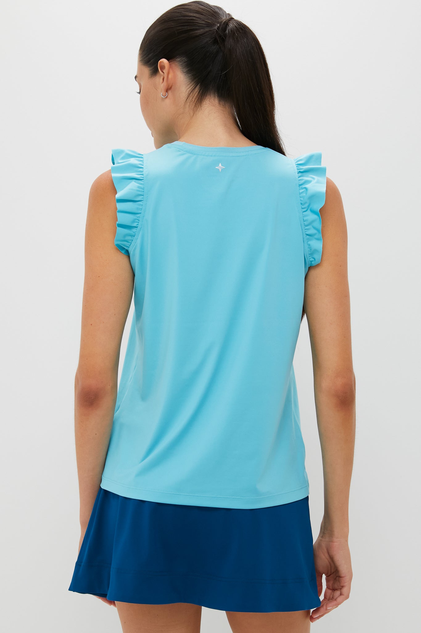 Bright Blue Ruffle Performance Jersey Lea Tank