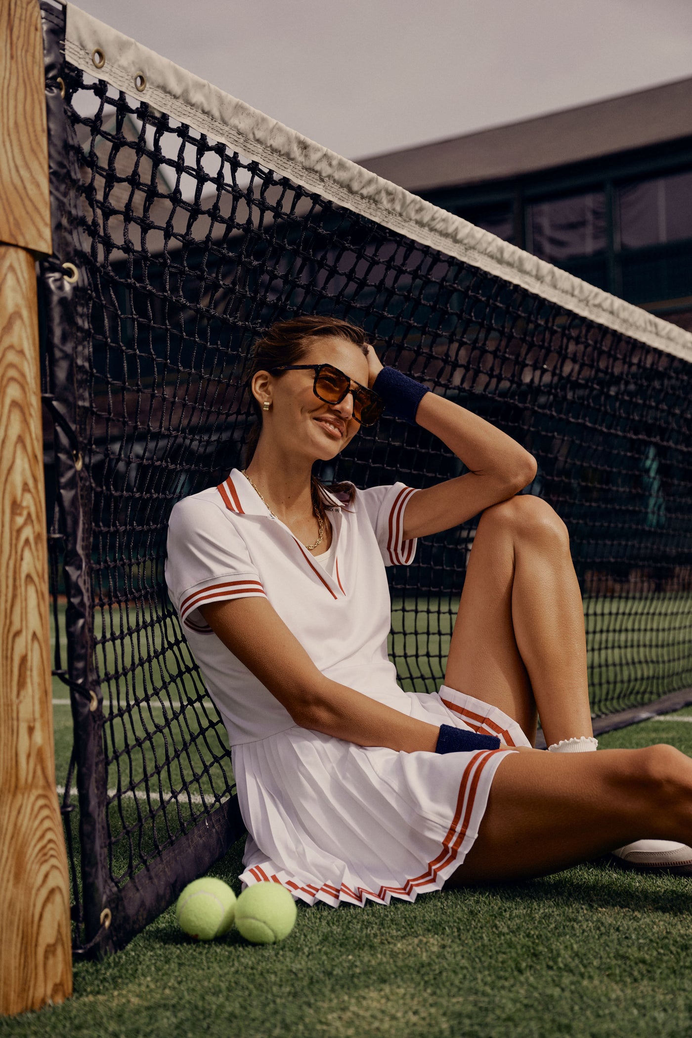 Tnuck Sport White Performance Jersey Beatrice Tennis Dress Pro White and Emboldened / M Tnuck Sport White Performance Jersey Beatrice Tennis Dress Pro White and Emboldened / M