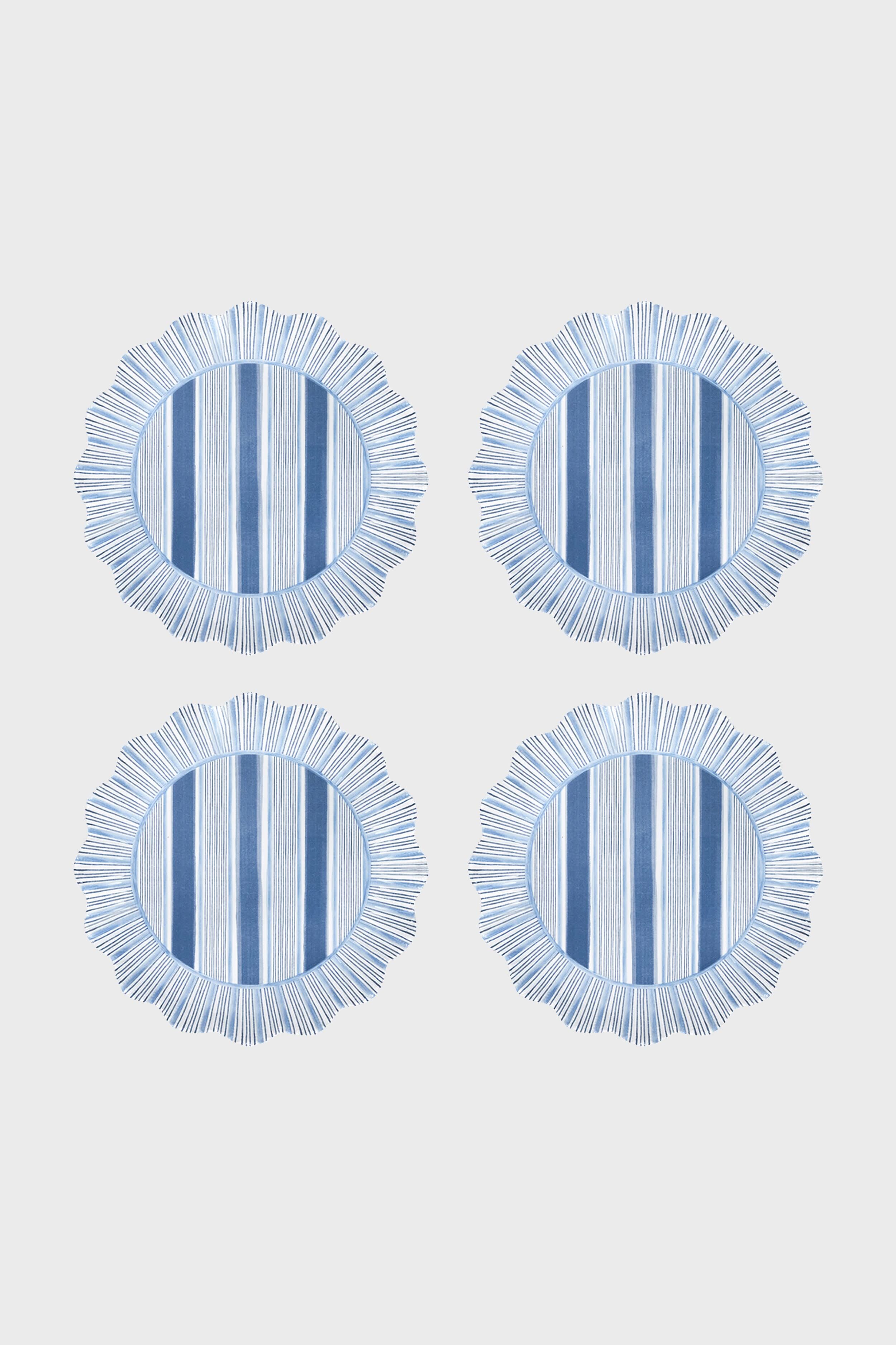 Ocean Cabana Stripe Melamine Dessert Salad Plate Set of 4
