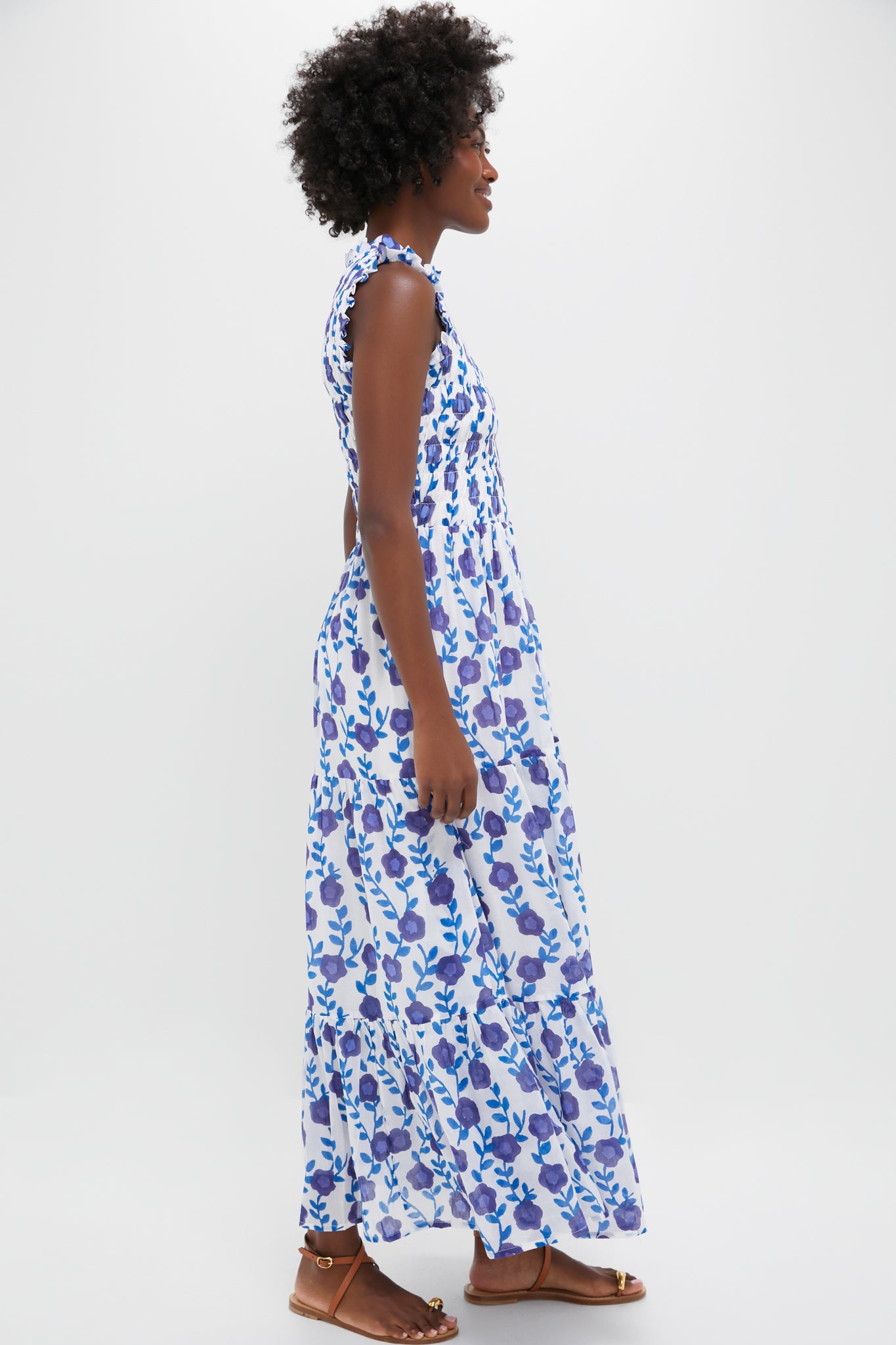 Toscana Blue Sleeveless Smocked Maxi Dress