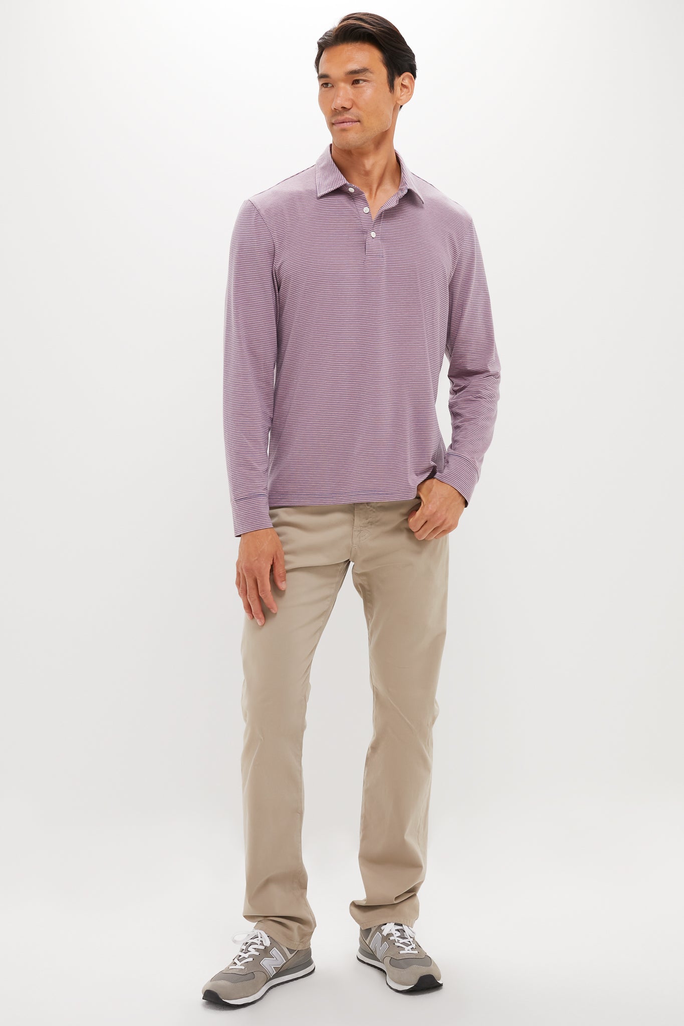 Three Springs Stripe Long Sleeve Movement Polo
