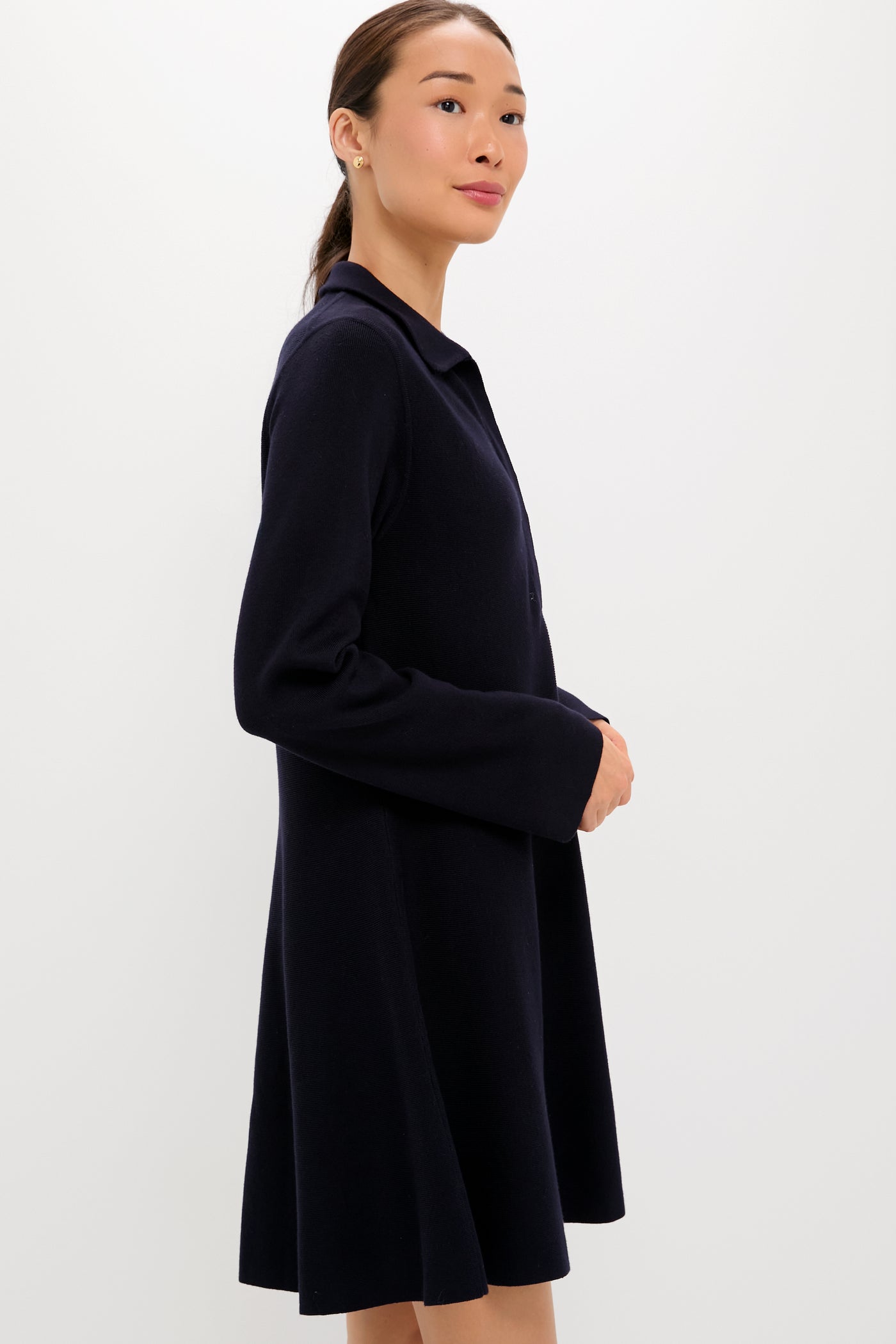 Navy Knit Callie Shirt Dress