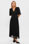 Black Drapey Twill Raquel Dress