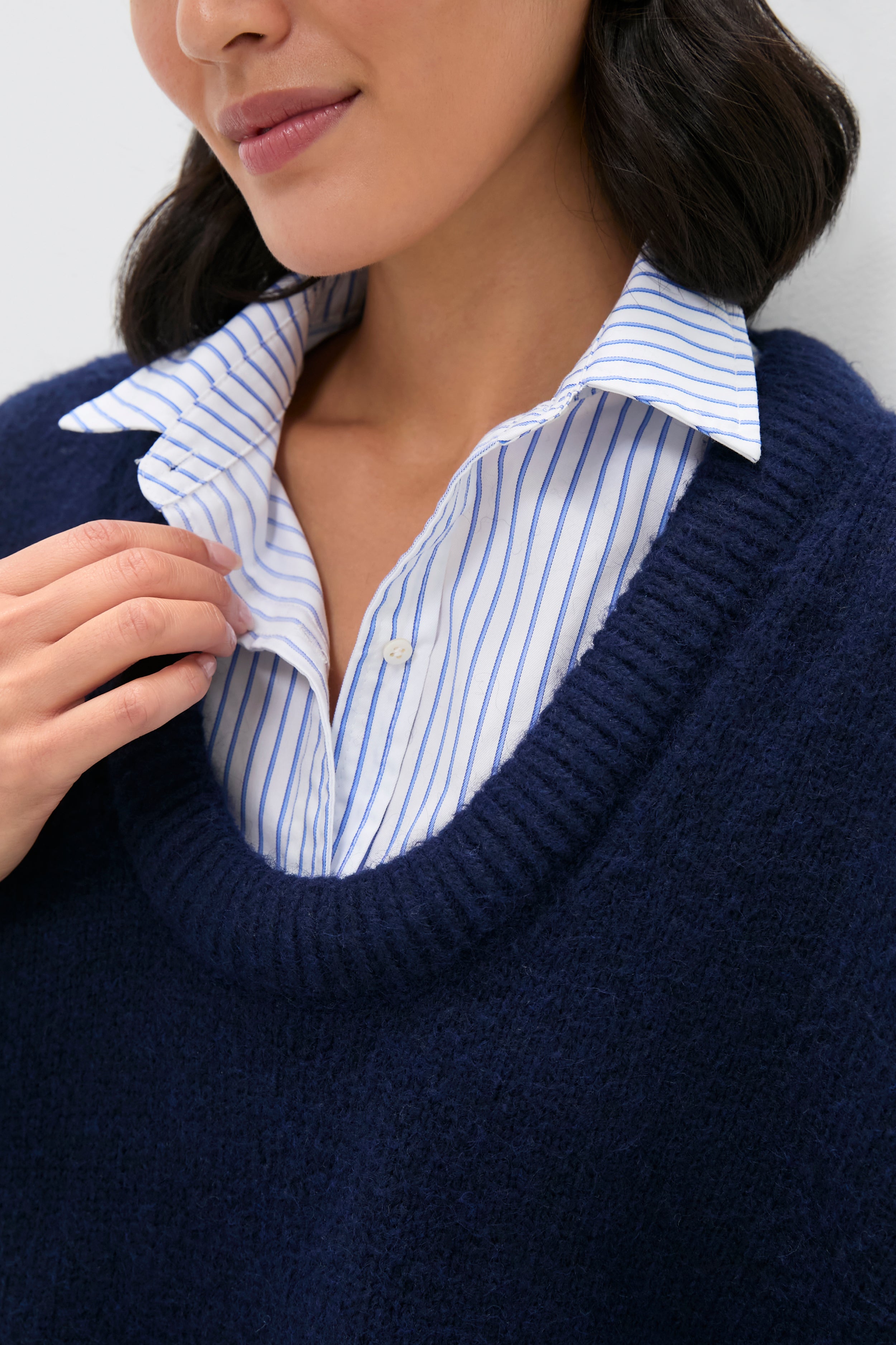 Navy Removable Collar Dickey Sweater | Pomander Place