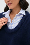 Navy Removable Collar Dickey Sweater