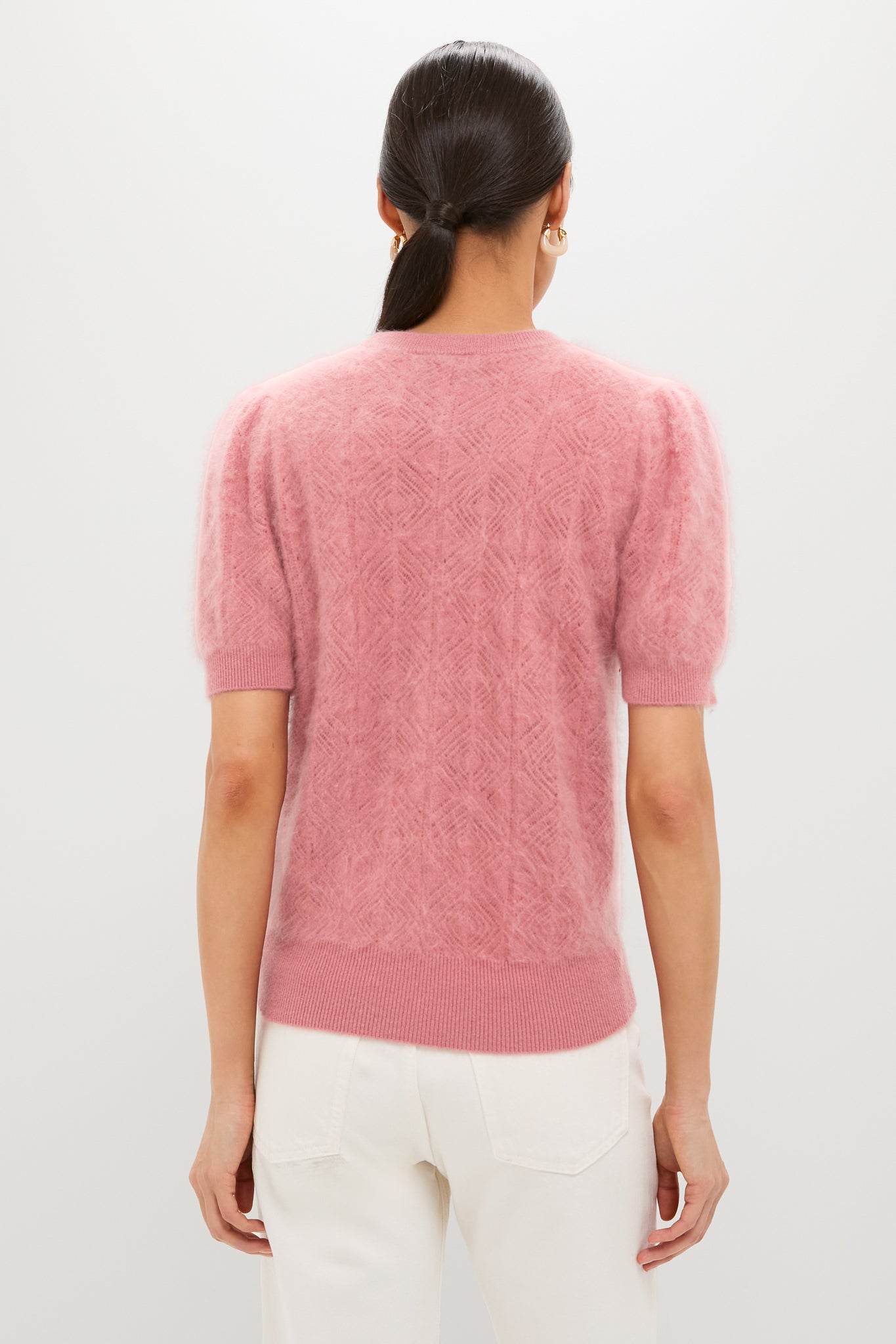 Dusty Rose Brushed Merino Wool Puff Sleeve Lexie Sweater