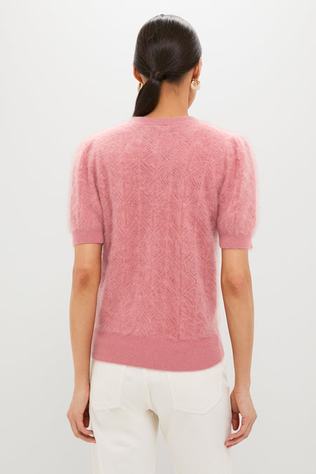 Dusty Rose Brushed Merino Wool Puff Sleeve Lexie Sweater
