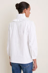 White Stretch Poplin Ruffle Neck Bouvier Blouse