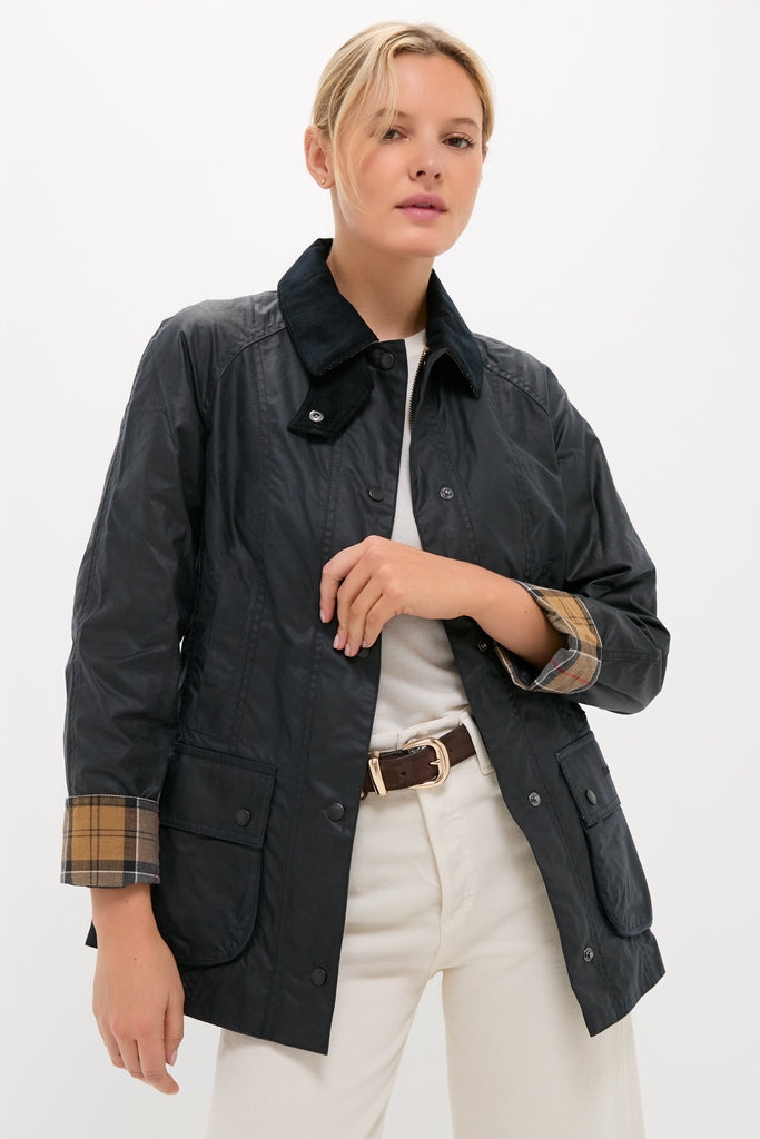 Navy Beadnell Wax Jacket