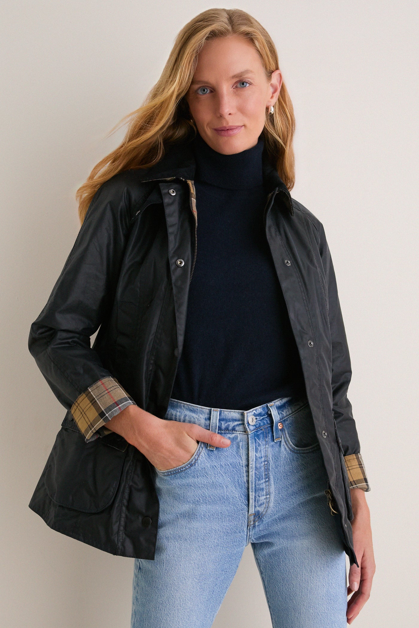 Navy Beadnell Wax Jacket