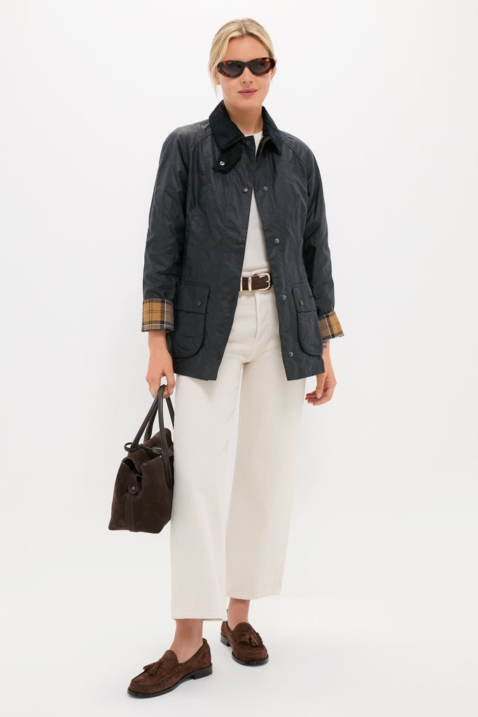 Navy Beadnell Wax Jacket