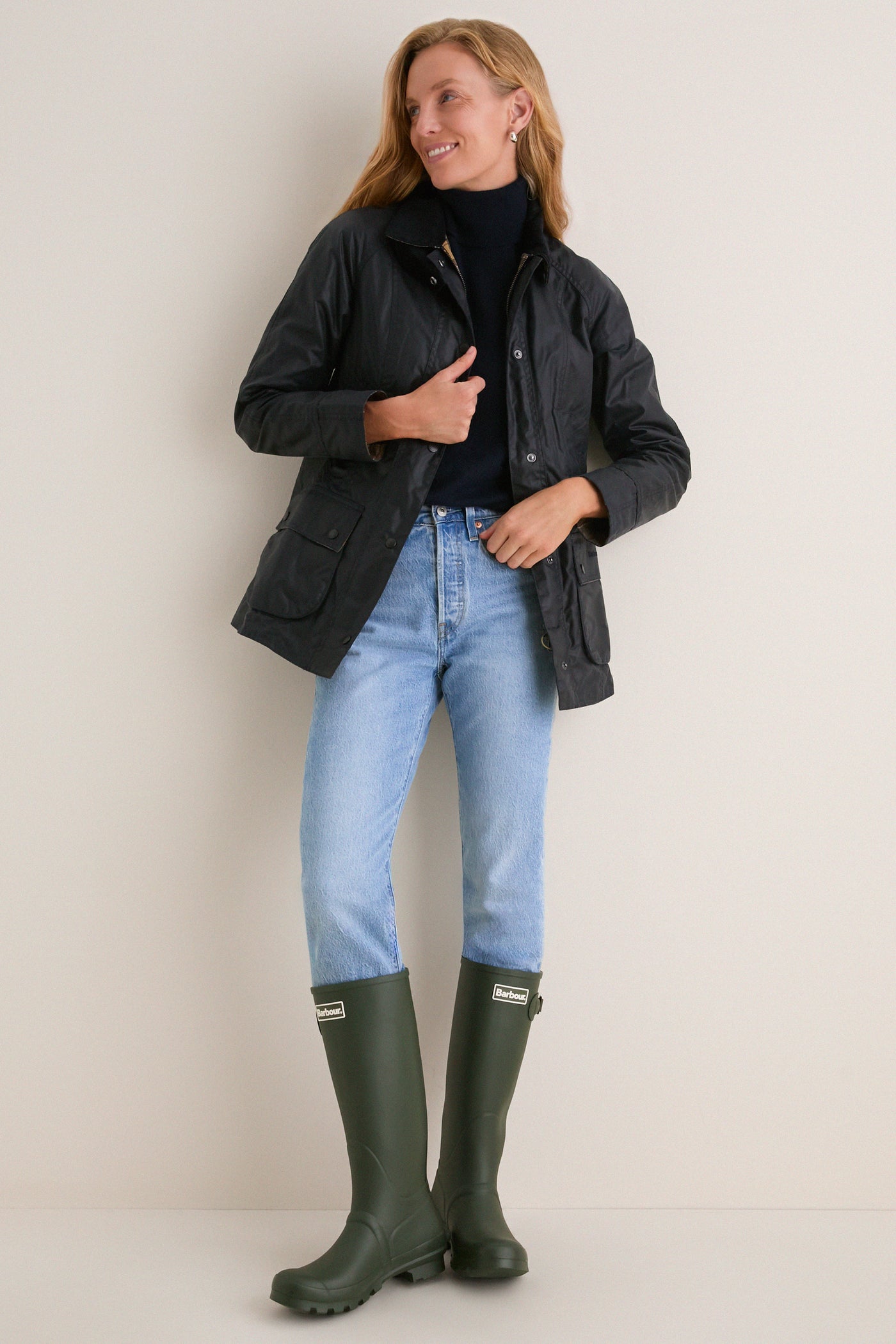 Navy Beadnell Wax Jacket