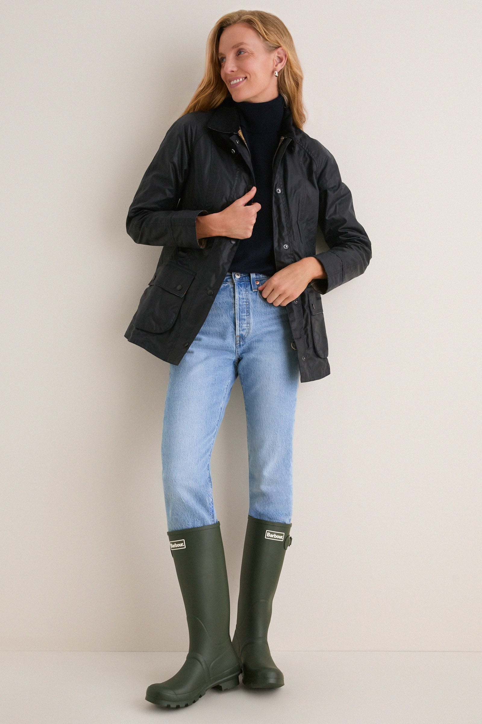 Navy Beadnell Wax Jacket