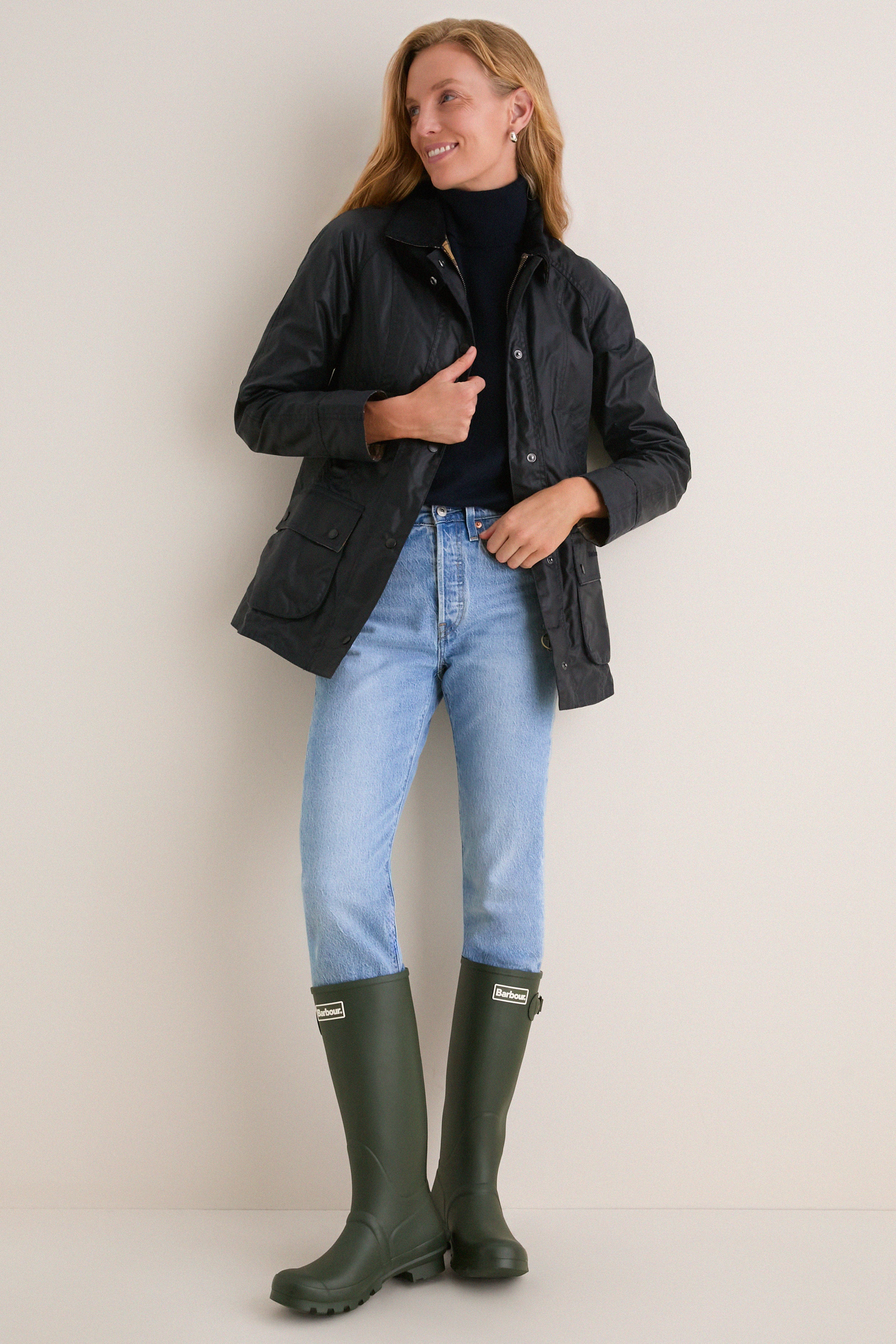 Navy Beadnell Wax Jacket