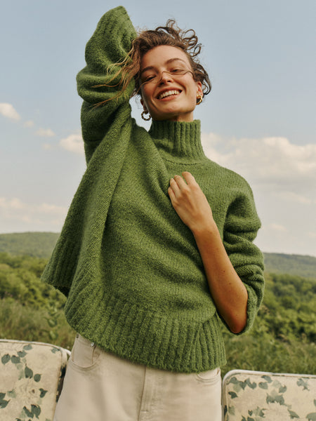 Green Boucle Hannah Turtleneck Sweater Tuckernuck - Main Image