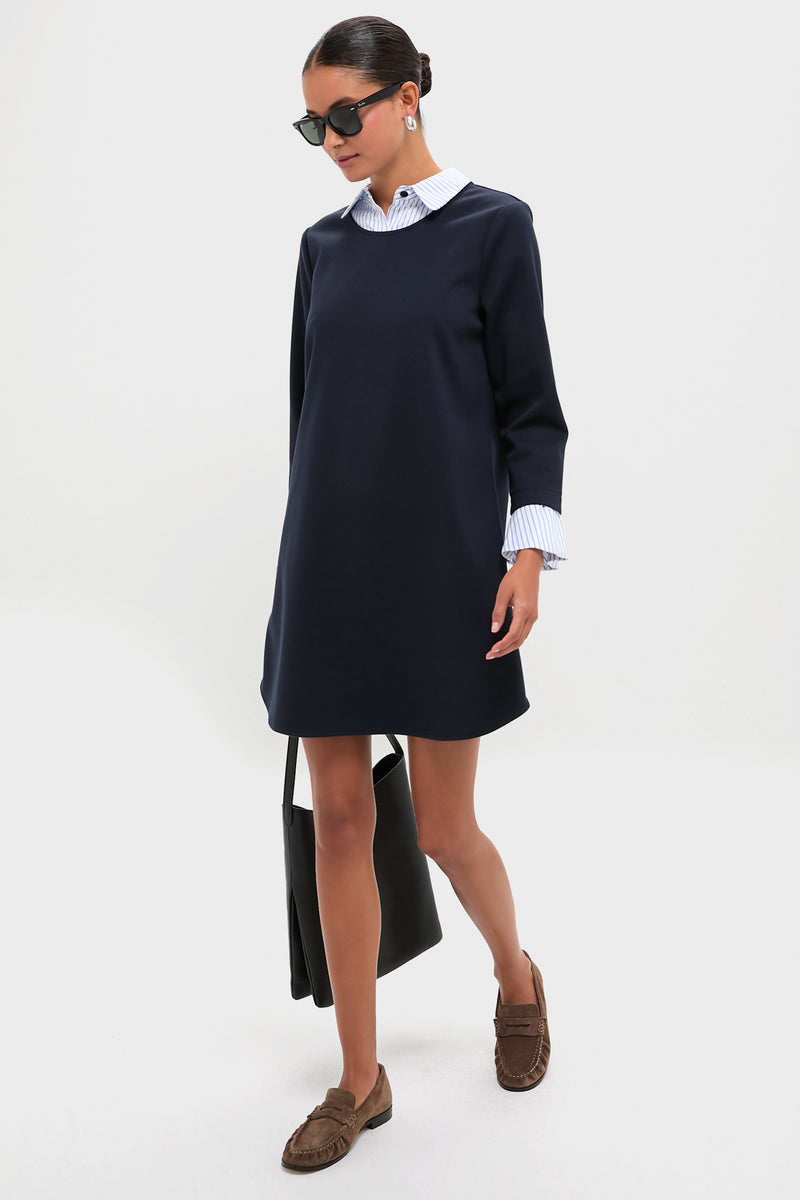 Navy Knit Long Sleeve Burbank Mini Dress