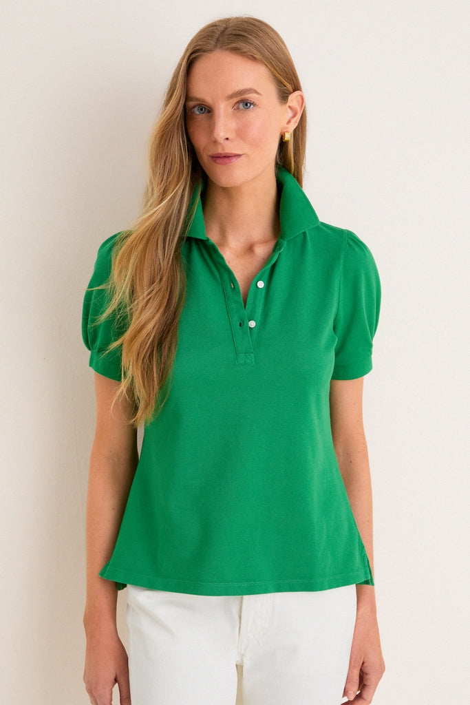 Green Pique Puff Sleeve Peggy Polo | Tuckernuck