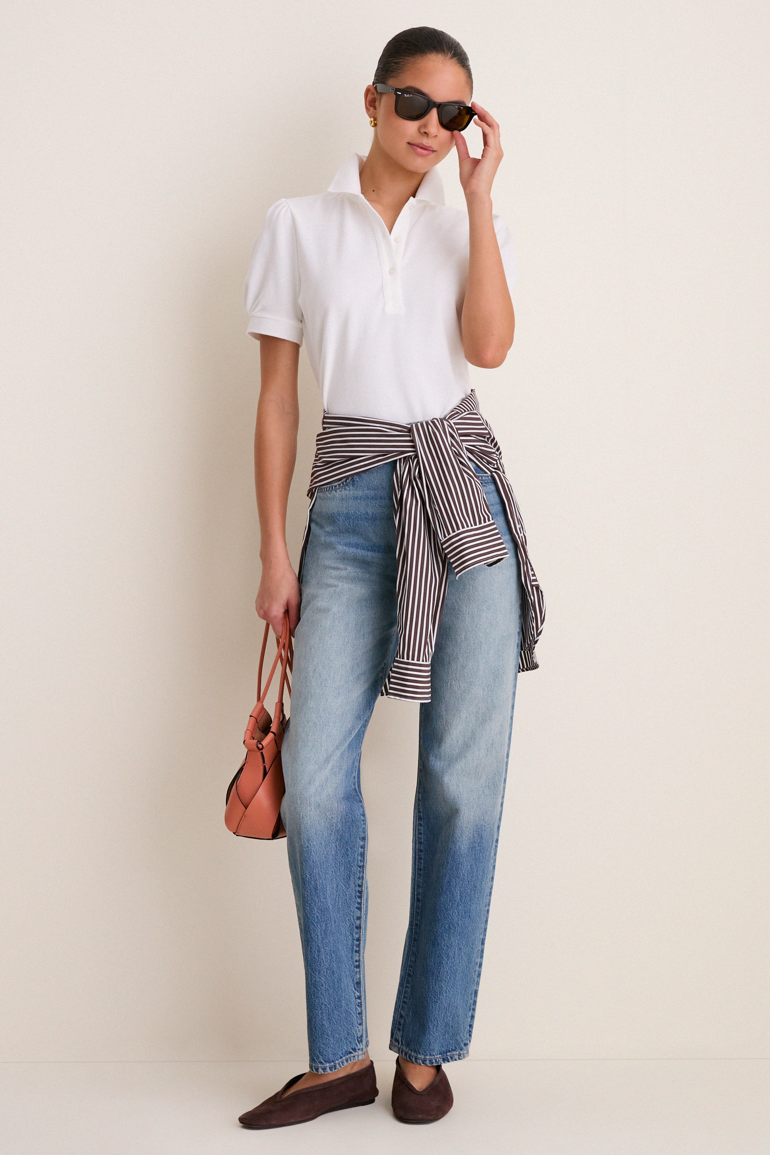 White Pique Puff Sleeve Peggy Polo | Tuckernuck
