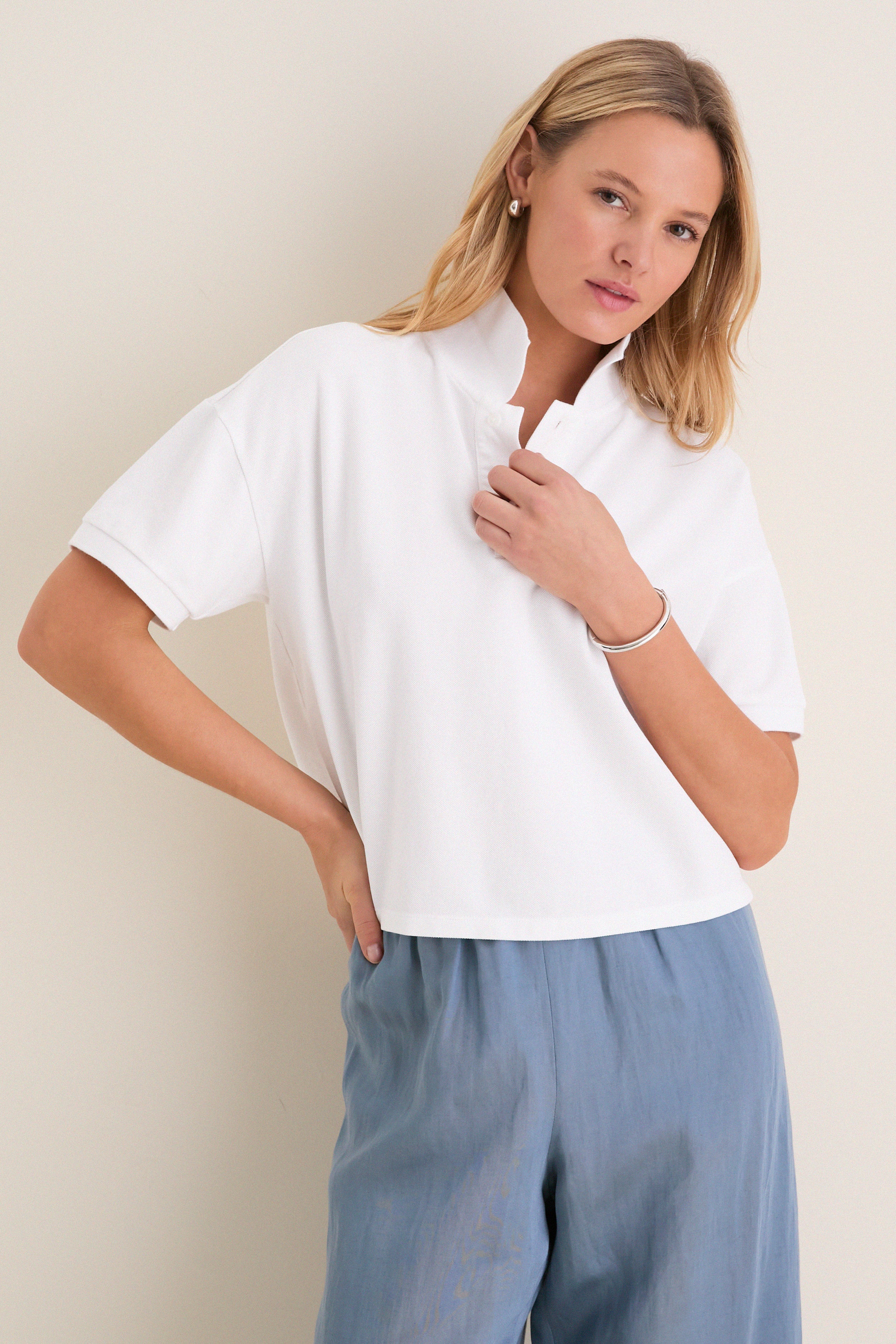 White Pique Holmes Boyfriend Polo | Tuckernuck