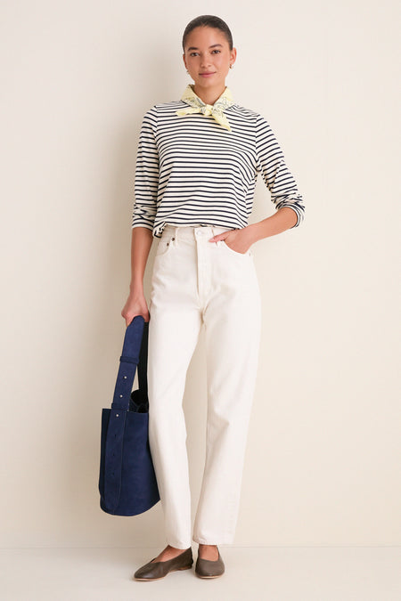 Navy Striped Knit Popover