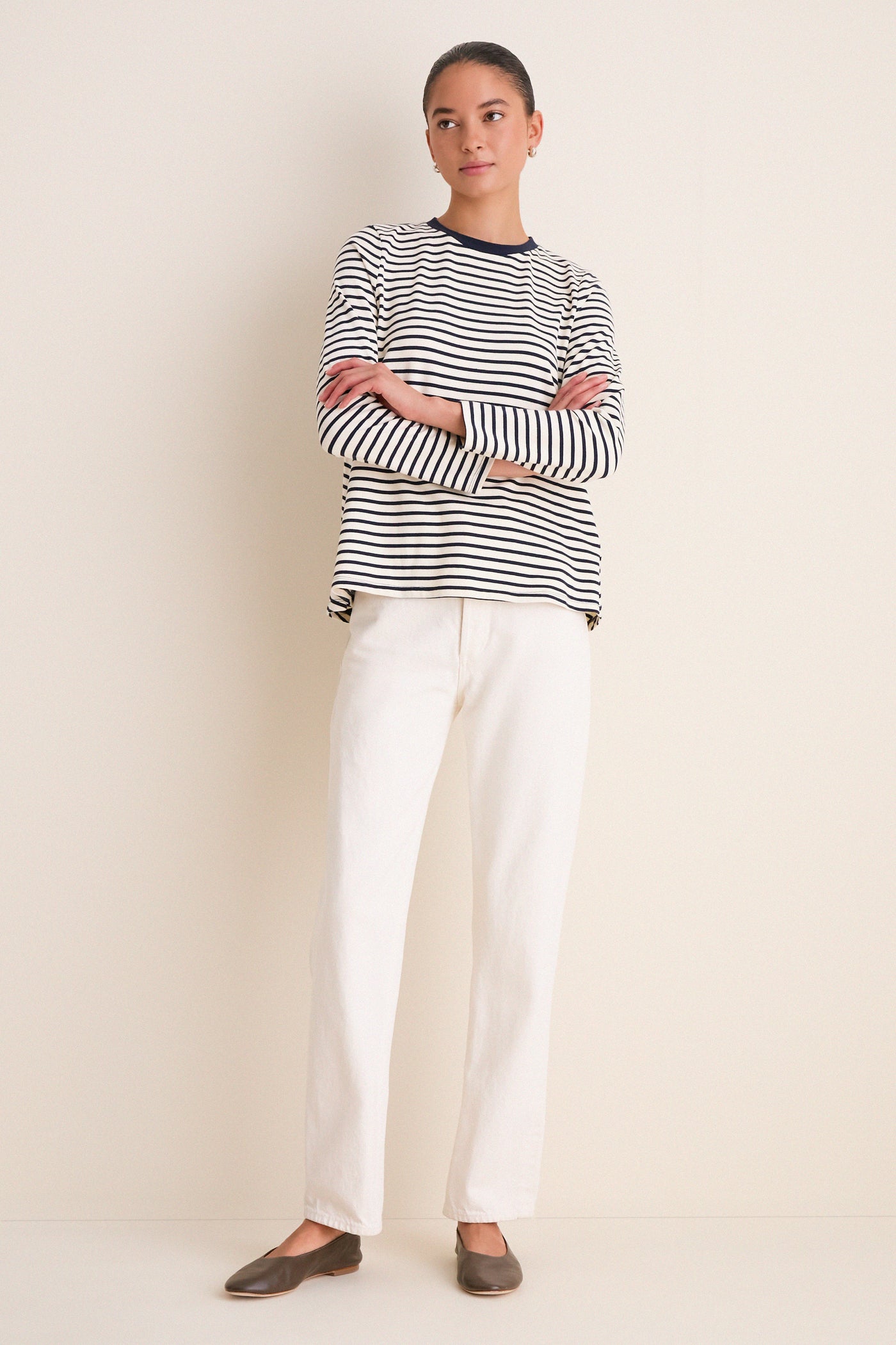 Navy Striped Knit Popover